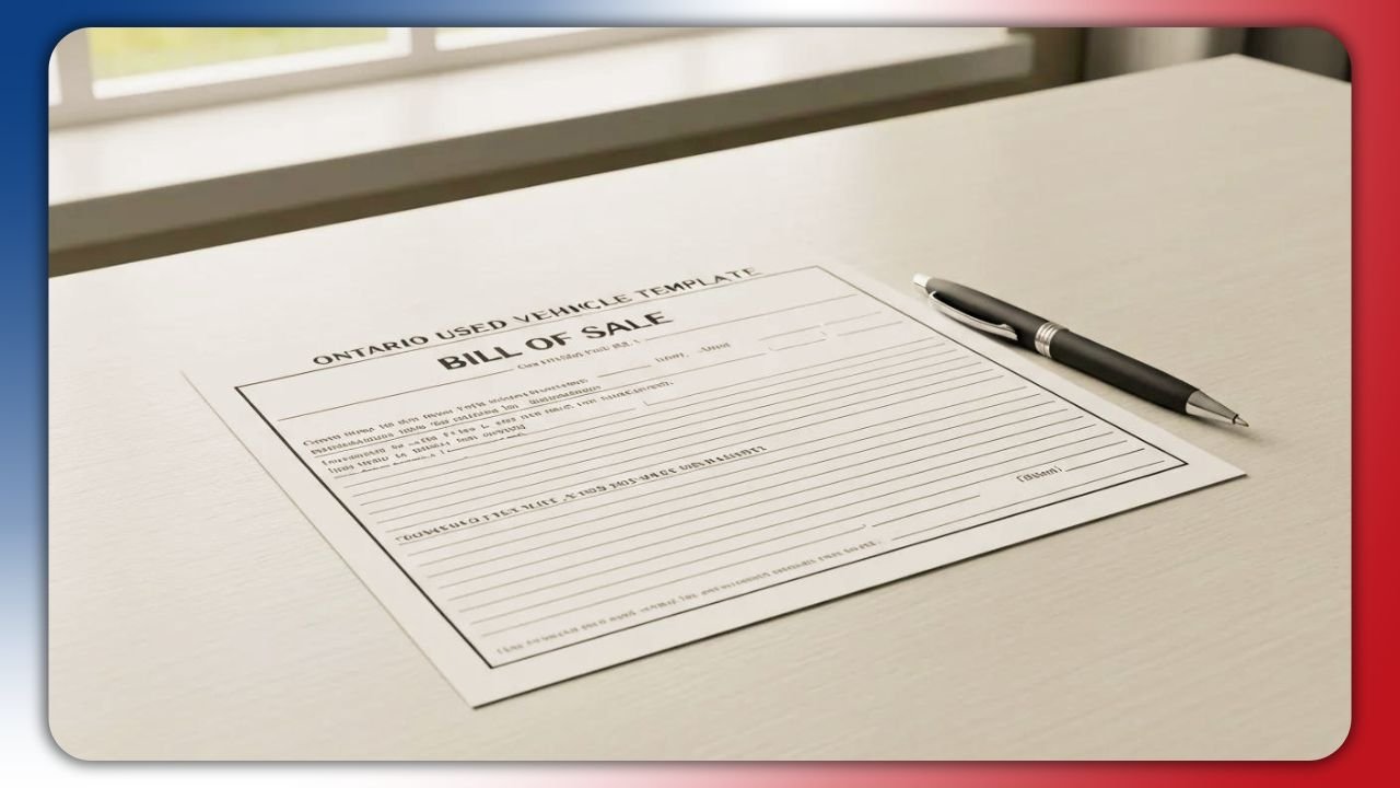 Ontario Used Vehicle Bill of Sale Template